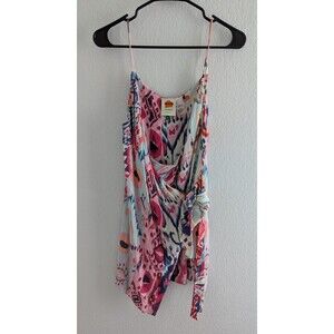 Farm Rio Ikat Print Mini Wrap Dress Women's Size Medium Multicolor Rainbow Dress